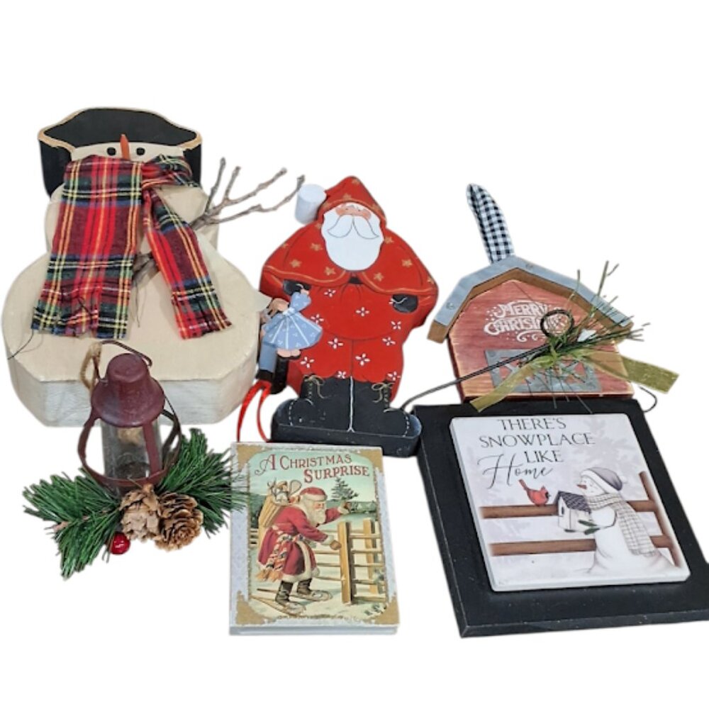 Set of 6 Country Folk Art Ornaments - Picture 14 of 15